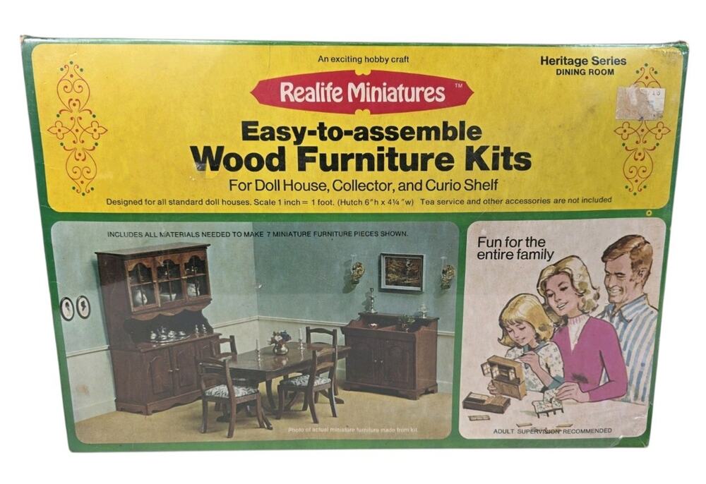 REALIFE MINIATURES HERITAGE SERIES DINING ROOM DOLL HOUSE WOOD FURNITURE SEALED